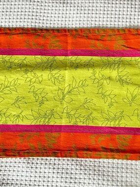 Bright Lime Green & Orange Leaf Print Runner
100% Cotton
